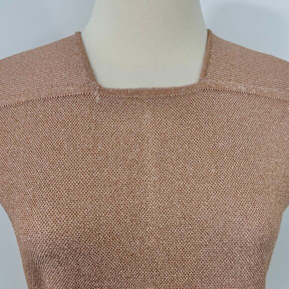 St. John Lurex Pique Sleveless Midi Knit Sheath Dress in Blossom Pink M *READ - Picture 7 of 14